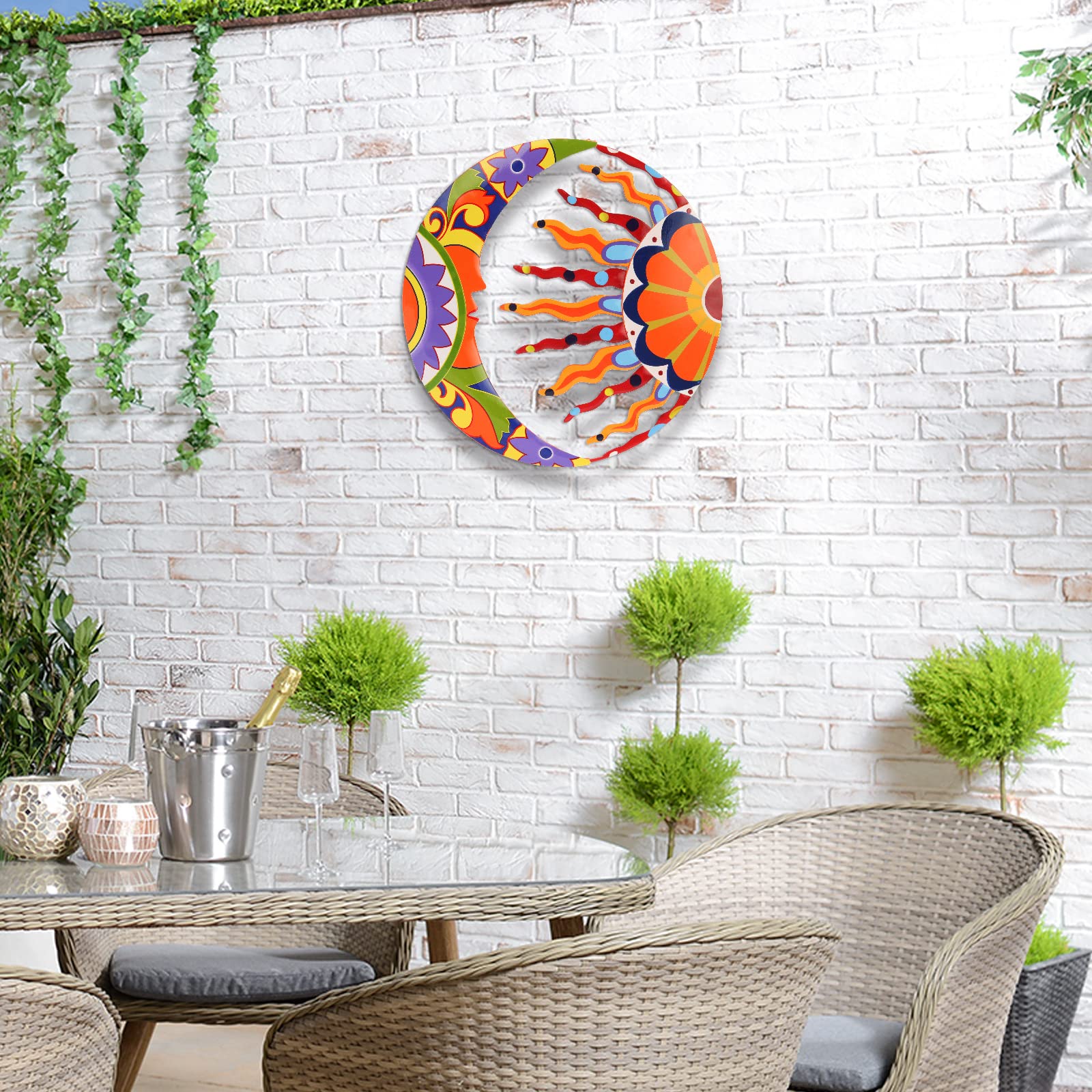 Amazon.com: SUNNYPARK Metal Sun and Moon Wall Art Decor, 16